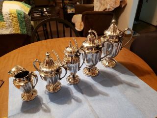 5 pc silver plated coffee and tea service 2