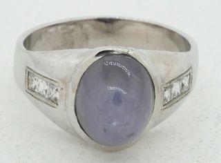 Antique Heavy 14k Wg 6.  42ctw Vs Diamond/9.  8 X 8.  1mm Star Sapphire Cocktail Ring