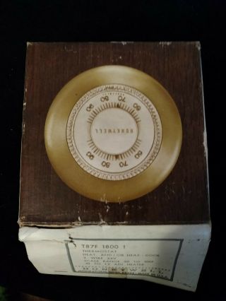 Vintage Honeywell Thermostat T87f 1800 1 Heating Cooling Round & Art Deco W/box
