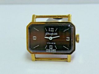 Glashutte Gub Gdr 17 Rubis Vintage Unique Gold Plated Ladies Wristwatch,