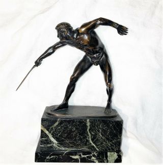 Antique Bronze Sculpture By Rudolf Maicuse Nude Man Gay Interest Male Gladiator