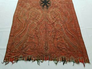 Antique French Paisley Kashmir Shawl Woolen Multi Color 325x160cm 2