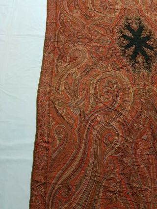Antique French Paisley Kashmir Shawl Woolen Multi Color 325x160cm 3