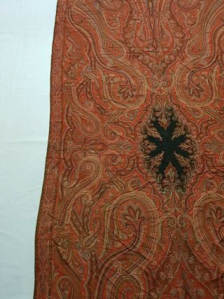 Antique French Paisley Kashmir Shawl Woolen Multi Color 325x160cm 4