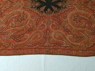 Antique French Paisley Kashmir Shawl Woolen Multi Color 325x160cm 6