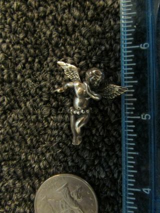 Vintage 925 Sterling Silver Cherub Angel Pendant Charm