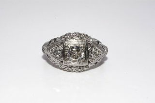 $4,  000.  85ct Antique Art Deco Natural Old Mine Diamond Cluster Platinum Ring
