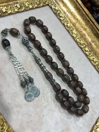 Antique German Amber Rosary Islamic Prayer 33 Beads Misbaha Tasbih Brown Beads 2