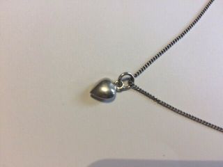 Next 925 Sterling Silver Necklace With Puffed Heart Pendant Vintage Retro