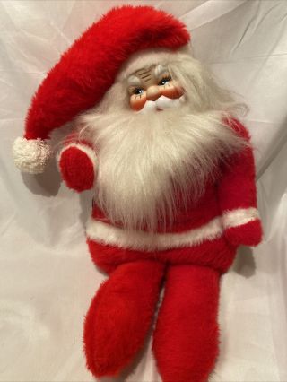 Mid Century 50s Beloved Toys Tag Vtg Santa Claus Doll Large 18 " Xmas Felt Cloth