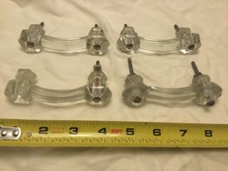 Set Of Four Antique Glass Drawer Handle Pulls Architectural Salvage Vintage