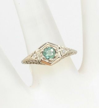 Antique 1930s $3k.  50ct Natural Alexandrite Diamond 14k White Gold Filigree Ring