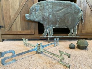 Antique Large Copper Pig Weathervane