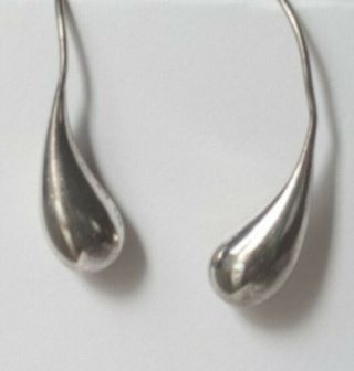 Vintage Signed Llk Sterling Silver Modernist Dangle Tear Drop Earrings Pierced