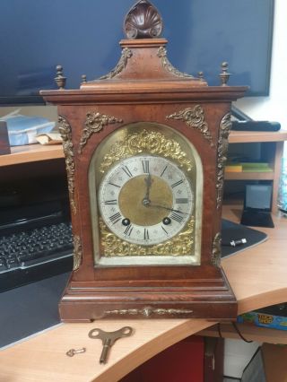 Antique Mahogany And Ormolu Mounted Mantel Clock By Lenzkirch Ting Tang
