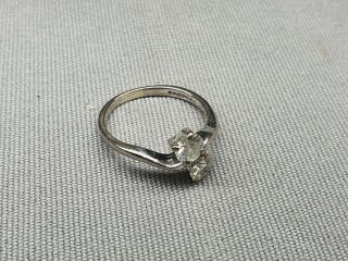 An Antique / Vintage 18 Carat White Gold Ladies Crossover Two Stone Ring