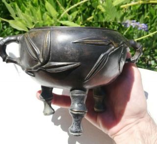 Chinese Antique Bronze Bamboo Censer / Incense Burner With Mark