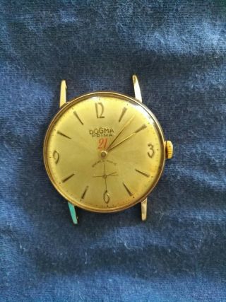 Dogma Prima Ancre 21 Rubis,  Golden Plated,  Swiss Made,  Aprox 1960s,  Vintage