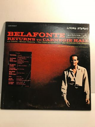Vintage Nm Lp Harry Belafonte Returns To Carnegie Hall Rca - Victor Lso - 6007