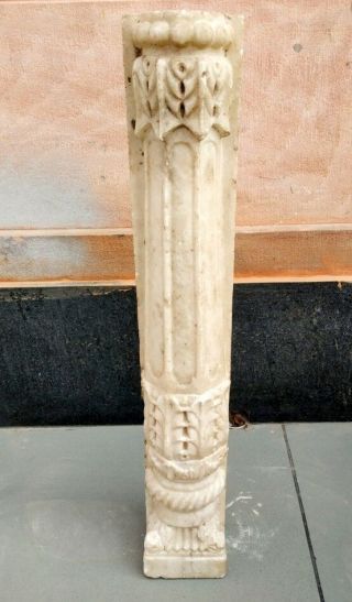 Ancient Hindu Temple Marble Stone Pillar Fine Hand Carved Garden Decorative