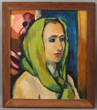 Antique FREDERICK BUCHHOLZ Post - Impressionist Portrait Oil Painting of Woman 2