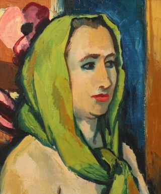 Antique FREDERICK BUCHHOLZ Post - Impressionist Portrait Oil Painting of Woman 3
