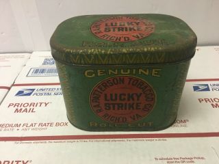 Vintage Advertising Lucky Strike Roll Cut Pipe Tobacco Tin 6 " X 5 " X 4 "