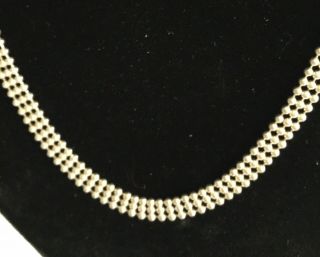 Vintage 925 Sterling Silver Triple Row Choker Chain Necklace