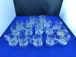 Vintage Federal Glass Co Mini Beer Mug Shot Glasses With Handles Set Of 17