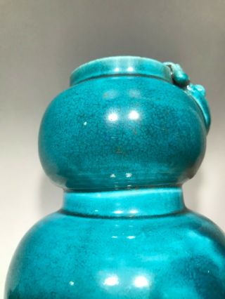 Chinese Porcelains Green Crackle Glazed Brush Washer & Blue Dragon Carved Vase 3