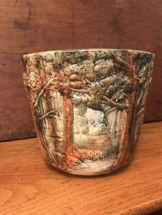 Antique Weller Art Pottery Forest Jardiniere Medium Planter Pot 7 3/4” Tall