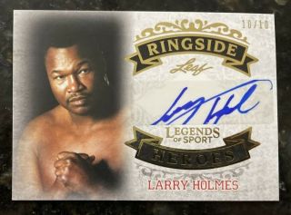Larry Holmes 2015 Leaf Legends Of Sports Ringside Heroes Gold Auto /10 Boxing