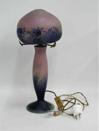 Cristallerie Schneider Art Nouveau Le Verre Francaise Glass Mushroom Lamp