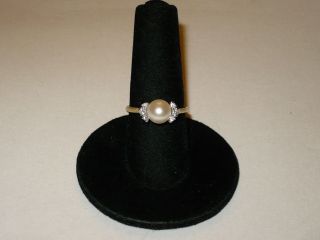 Vintage Tiffany & Co.  14kt Yellow Gold Pearl & Diamond Ring 1980 