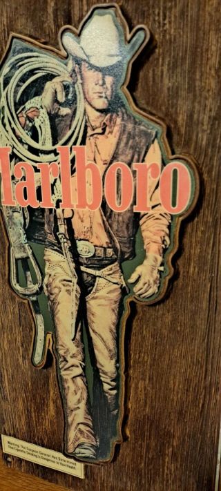 Vintage Marlboro Man Cowboy Cigarette Advertising Thermometer Sign Plaque 16x11”