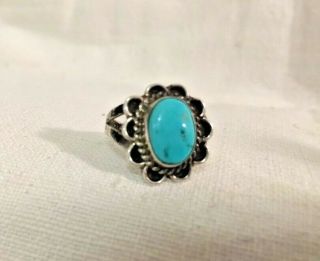 Vintage Ring Navajo Indian Sterling Silver And Turquoise Ring Size 6