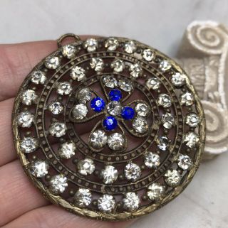 Vintage Jewellery Pretty Art Deco Sparkling Glass Crystals Large Pendant