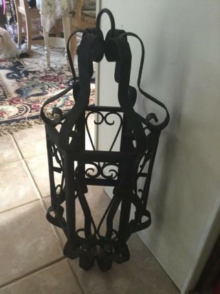 Vintage.  Large Rustic Wrought Iron Hanging Cage Style.  Light Fixture