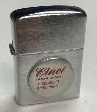 Vintage Cinci Lager Beer Advertising Windproof Tobacco Lighter,  Imported Canada