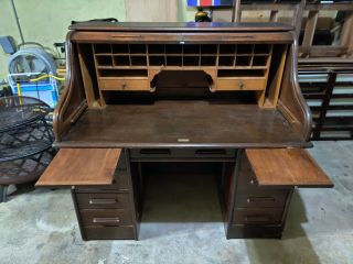 Vintage Solid Oak Rolltop Desk