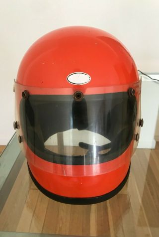 Bell Star Toptex Orange Racing Helmet 7 1/8 - 1970 Vintage