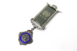 Vintage C1954 Sterling Silver Enamelled Grand Lodge Masonic Medal 21.  2g 25185
