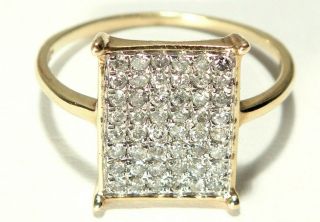 Stunning Antique Art Deco 0.  50ct Diamond Pave Set Square 9ct Gold Ring