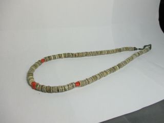 Vintage Hand Crafted Artisan HEISHI BEAD and Red Coral Necklace with 925 Clasp 3
