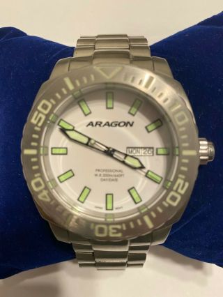 Aragon Professional Automatic Day/date 200 Meters White Face With Silver Band