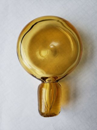 Vintage Blenko Glass Disc Pinched Decanter Stopper Gold Yellow Or Wheat Mcm