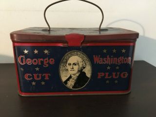 Vintage George Washington Cut Plug Tobacco Tin - Antique - Advertising