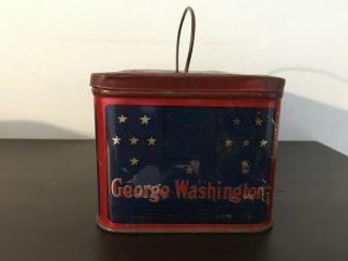 Vintage George Washington cut plug tobacco tin - antique - advertising 3