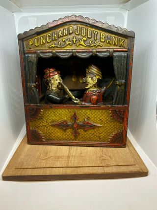 Antique Punch And Judy Cast Iron Mechanical Bank,  Shepard Hardware Co.
