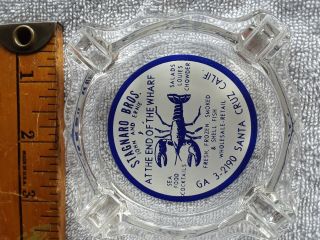 Vintage Stagnaro Bros.  Sea Food Company Glass Ashtray Santa Cruz Ca Great Cond.